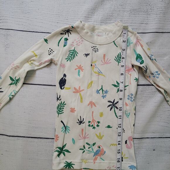 Hanna Andersson Size 6/7 Bird Print Long Sleeve Pajama Top Palm Tree Cute - Picture 3 of 7